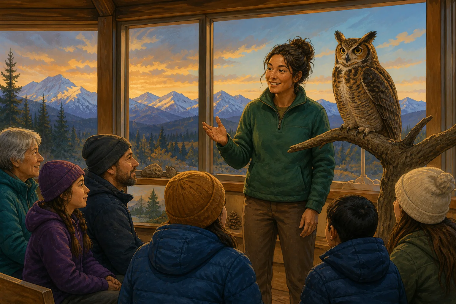 At Denali Tonight, Archimedes the Owl Is on the Guest List